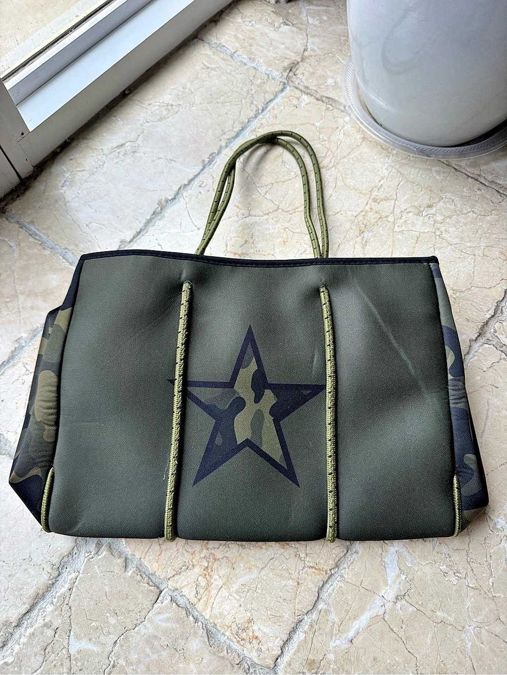 Camo Tote Bag in Green & Black